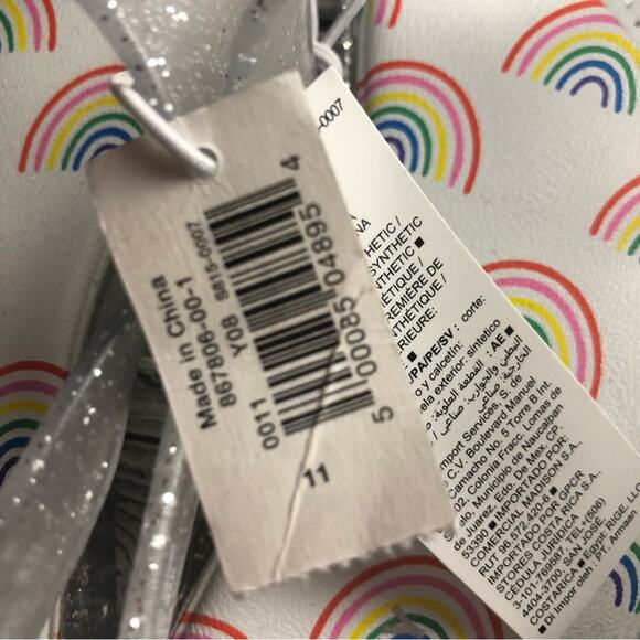 Old Navy Toddler Girl Glitter Rainbow Print Double Ankle  Strap Sandals Sz 11 - Picture 2 of 9